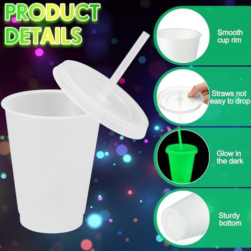 Honeydak 30 Pack 16 oz Glow in the Dark Halloween Cups, Fluorescent Green - Image 2