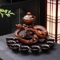 Ceramic Teapot with Infuser Chinese Gongfu Tea Set, 8 Cups, Semi Automatic Dragon Design for Loose Leaf Tea by Unknown