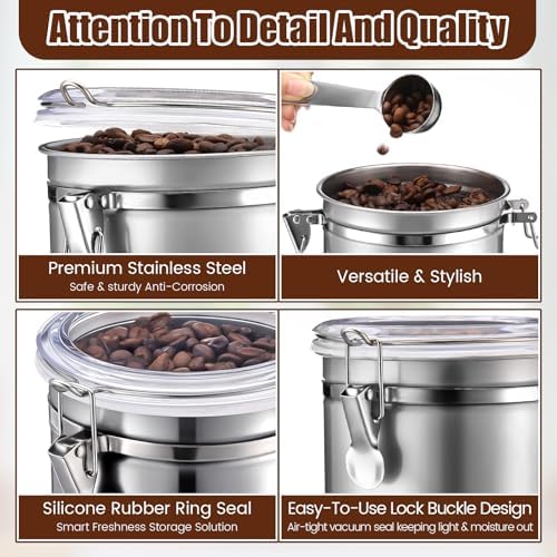 Suclain 2 Pack 64 oz Airtight Stainless Steel Coffee Canisters for Kitchen - Image 4