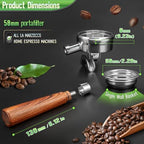 58mm Portafilter for all La Marzocco Home Espresso Machines, Dual Spout Espresso Handle with Siam Rosewood Grip & 304 Stainless Steel Basket - Image 2