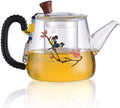 Habiba Tea Kettle 650ml Household Teapot Heat-Resistant Transparent Glass Tea Kettle with Detachable Infuser Induction Cooker Teapots Tea Set Household by Unknown