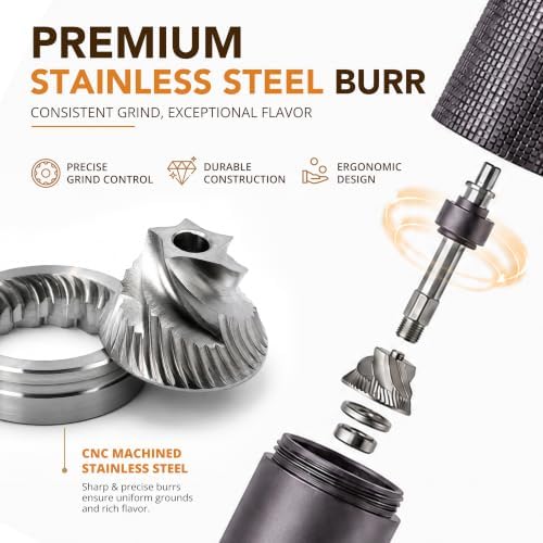 Portable Manual Coffee Grinder, Adjustable Stainless Steel Burr - Image 5