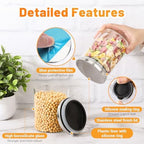 Round Glass Jars with Lids, 4 Pack 25 oz Glass Containers with Stainless Steel Lids, 750ml Clear Airtight Kitchen Pantry Storage Canisters for Sugar, Coffee, Tea, Candy, Cereal, Oat, Flour - Image 3
