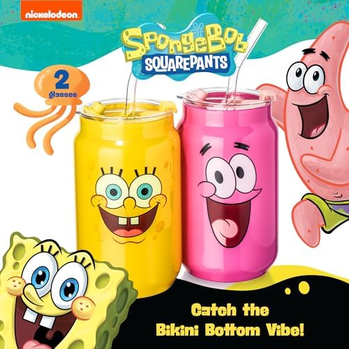 Dragon Glassware x SpongeBob SquarePants Glass Cups, 16 oz Set of 2 - Faces - Image 2