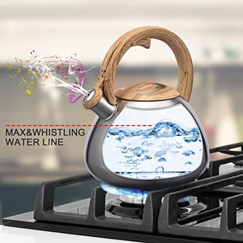 MARSKITOP Whistling Tea Kettle Stovetop, 2.6 Quart Stainless Steel, Silver - Image 4