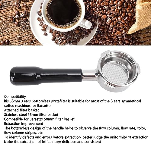 58mm Coffee Bottomless Portafilter, Easy to 58mm 3-Ear Portafilter Resistance Oxidation Resistance for Coffee Pot (Black) - Image 5