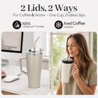 28 oz Iced Coffee Tumbler with Leak-Proof Lid – Stainless Steel Vacuum Insulated Travel Mug & Sleeve, Keeps Drinks Hot or Cold (Cream White) - Image 6