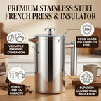 Insulated French Press Coffee Maker for Home, Office, 600ML - Image 2