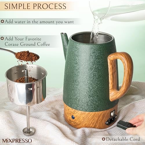 Mixpresso 10 Cup Shiny Green Electric Percolator Coffee Pot Stainless Steel - Image 5