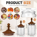 Suclain 6 Pack 17 oz Glass Spice Jars with Dark Wood Lids Vintage Canisters with Flower Pattern Airtight Food Storage Container for Home Kitchen Tea Coffee Spice Pantry Organization Decorations - Image 2