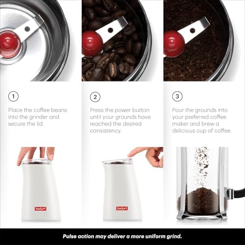 Bodum C-Mill Electric Blade Coffee and Spice Grinder, Stainless Steel Blade, White - Image 3