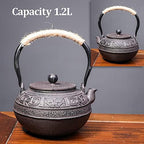 Tea Kettle,Cast Iron Teapot in Japanese Style,Tetsubin Tea Kettle with Stainless Steel Infuser,Die Casting Pattern Stove Safe Kettles,Traditional Iron Teapots,1.2L(Color:O) (Size : E) - Image 2