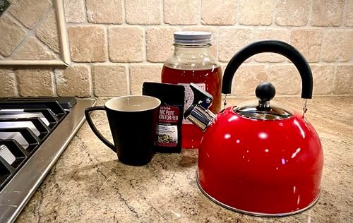 Deep Red 2.5 Quart Whistling Tea Kettle By Euro Home - Image 4