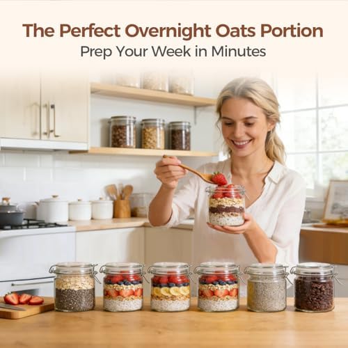 ComSaf 17 oz Overnight Oats Containers with Lids 6 Pack Wide Mouth - Image 4