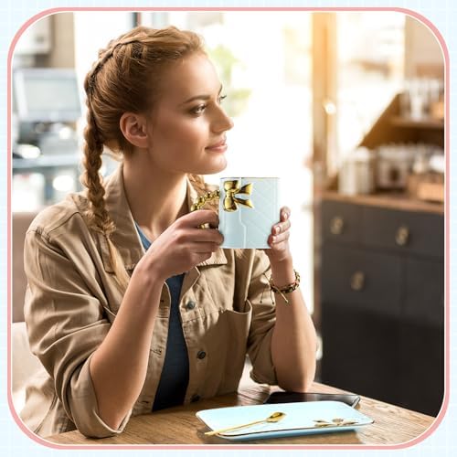 Sliner Set of 4 Handbag Coffee Mug with Saucer Purse Tea Cup Set,Modern - Image 5