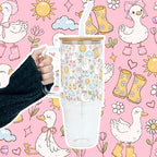 Sip-Sip Hooray! Goosey Chic 40oz Glass Tumbler with Lid and Straw - Image 3