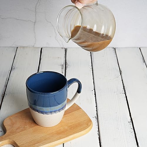 Bosmarlin Ceramic Coffee Mug Set of 4, 17 Oz, Coffee Cups with Big Handle, Microwave Safe, Unique Reactive Glaze - Image 5