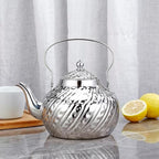 SANQIAHOME 2000ml stainless steel antique style teapot,with Infuser, thickened boiling kettle, lifting handle,Silver - Image 2