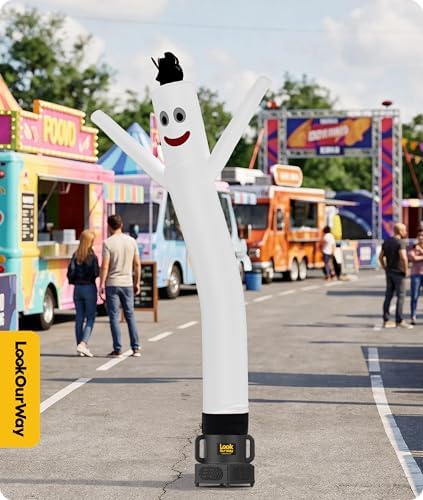 LookOurWay Air Dancers Wacky Waving Inflatable Tube Man Attachment - 7 Feet Tall Advertising Air Dancer Waving Man Inflatable Tube Guy - Blower Not Included - White - Image 6
