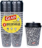Glad Disposable Coffee Cups with Lids, Java Mocha, 12 Oz, 50 Count, 2-Pack by GladTrashFoodStorage