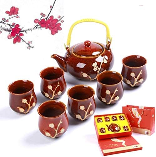 Japanese Cast Iron Tetsubin Teapot Chinese Kung Fu Tea Set, Plum Blossom Pattern Vintage China Tea Set, for Household Office Tea Accessories - Image 4