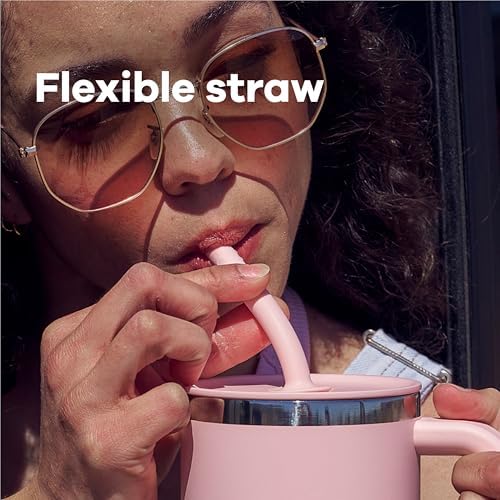 Hydro Flask Travel Tumbler with Handle, Lid and Straw - Insulated Stainless Steel in 32 Oz Tonal Trillium Pink - Image 6