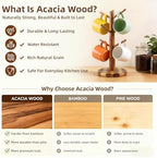 Natural Wood Mug Holder for Counter Top, Acacia Wood Coffee Mug Tree - Image 7