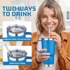 20 oz Tumbler with Handle Stainless Steel Insulated Coffee Mug Tumbler with Lid and Straw Double Wall Vacuum Insulated Coffee Mug Leak Proof Travel Mug Tumbler for Hot and Cold Drink (Sea Blue,4pack) - Image 4