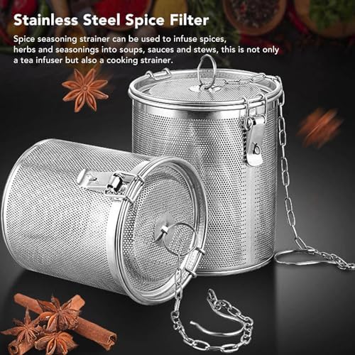 Gavigain Stainless Steel Spice Infuser Basket with Hanging Chain, Locking Seasoning Strainer Extra Fine Mesh Loose Leaf Tea Steeper for Brew Tea Spices & Seasonings - Image 3