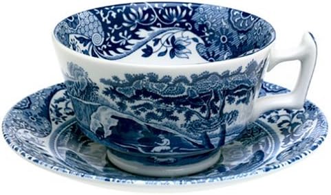 Spode Blue Italian Earthenware Teacup and Saucer - Image 2