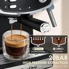 Professional Compact Expresso Coffee Machines for home,20 Bar Espresso Maker W/Milk Frother Steam Wand,Visible Pressure Gauge&Detachable Water Tank for Cappuccino Latte&Cold Brew (54, Fluid Ounces) - Image 3