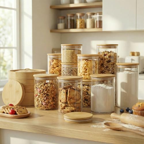 45 oz Round Glass Food Storage Containers with Airtight Bamboo Lids, 3 Pack - Image 6