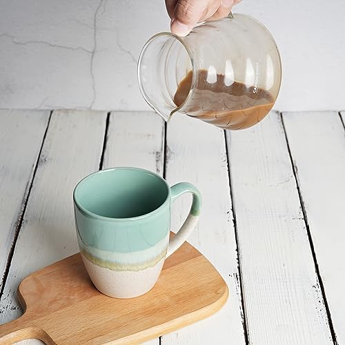 Bosmarlin Ceramic Coffee Mug Set of 4, 17 Oz, Coffee Cups with Big Handle, Microwave Safe, Unique Reactive Glaze - Image 5