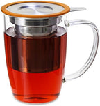 FORLIFE NewLeaf Glass Tea Mug with Infuser and Lid, 16 oz., Orange by Unknown