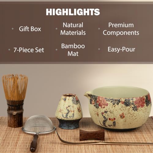 Matcha Set, 7-Piece Matcha Whisk Set with Bowl & 100-Prong Whisk - Image 2