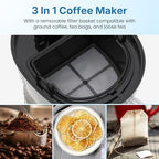 Iced Tea Maker Machine with 20OZ Pitcher, Cold Brew Coffee Maker with Reusable Filter, Strength Control for Flavor, Compact Single Serve Machine for Grounds/Tea for Home & Office, Black - Image 4