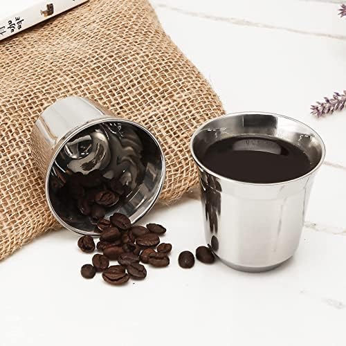 Easyworkz Stainless Steel Espresso Cup 2pcs Set Double Wall 2.5 oz, Bundled Espresso Steaming Pitcher Stainless Steel 15 oz Coffee Frothing Picther Milk Jug Cappuccino Latte Art Cup - Image 5