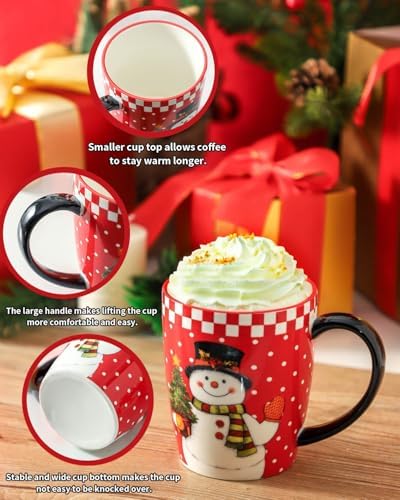 HASENSE Christmas Coffee Mugs Set of 4,15 oz Ceramic Holiday Cups with Handles, Matching Xmas Mugs for Hot Cocoa,Coffee or Tea,Ideal Xmas Gifts for Family,Friends,and Holiday Parties,Colorful - Image 3