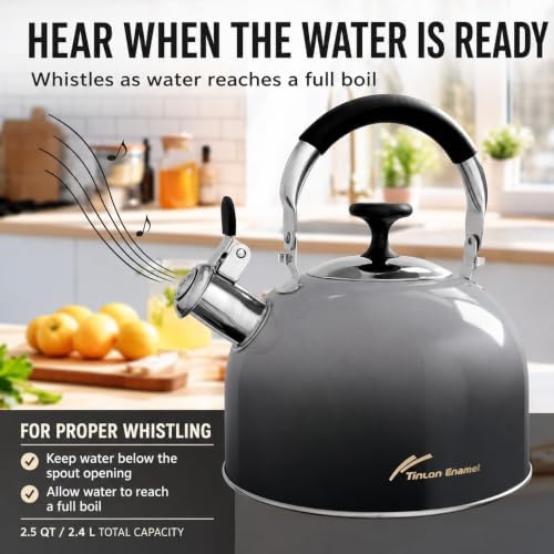 2.5 Qt Whistling Tea Kettle for Stovetop, Black - Image 5