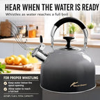 2.5 Qt Whistling Tea Kettle for Stovetop, Black - Image 5