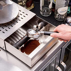 Restaurantware Restpresso 13.5 x 9.75 x 3.75 Inch Espresso Knock Box 1 Vented Coffee Knock Box - Detachable Drawer Silicone Knock Bar Silver Stainless Steel Coffee Grounds Knock Box Durable - Image 3