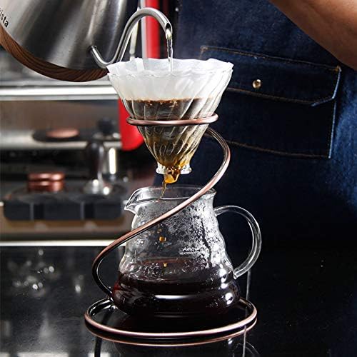 Reusable Metal Pour Over Coffee Dripper Stand（Bronze） Circinate Shaped with Drip Pot and Coffee Filter Dripper - Image 5