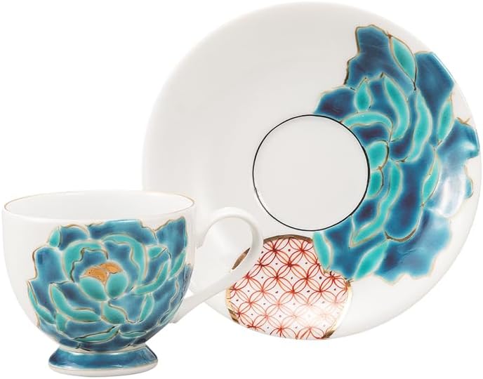 Nakamaru K9-1085 Cup & Saucer, Blue Peony by Unknown