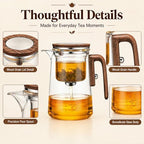 TeSabMi Magnetic Glass Teapot with Infuser for Loose Leaf Tea, 27 oz - Image 5