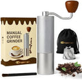 5 in 1 Manual Stainless Steel Coffee Grinder - Espresso Grinder, Manual Coffee Grinder, Coffee Grinder, Conical Coffee Burr Grinder with Double Bearing, Steel Body by Dropereum