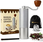 5 in 1 Manual Stainless Steel Coffee Grinder - Espresso Grinder, Manual Coffee Grinder, Coffee Grinder, Conical Coffee Burr Grinder with Double Bearing, Steel Body by Dropereum