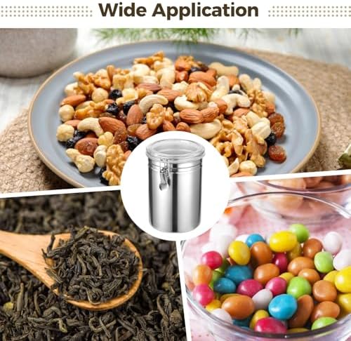 3 PCS Stainless Steel Kitchen Canisters, 62 oz Airtight Metal Food Storage Containers with Clear Clamp Lids, Coffee Bean Tea Sugar Flour Canister Set for Kitchen Pantry Counter Shelf - Image 5