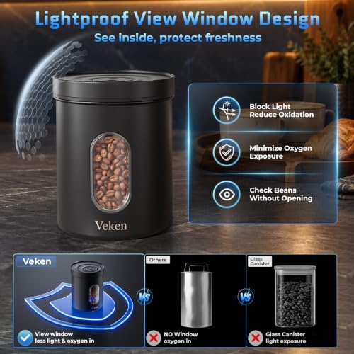 Veken Electric Vacuum Coffee Canister with Window, Auto-Seal Container,14OZ - Image 4