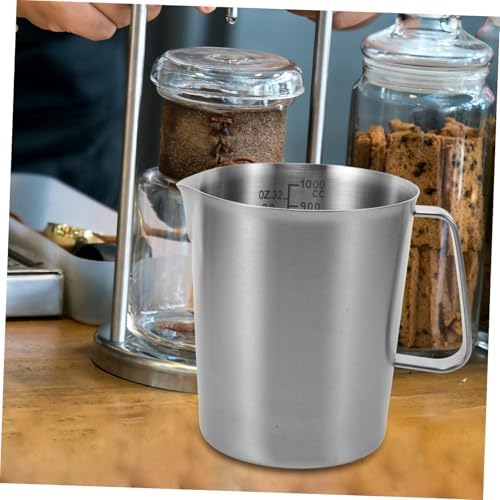 Stainless Steel Milk Frothing Pitcher Cup 1000ml with Handle - Image 4