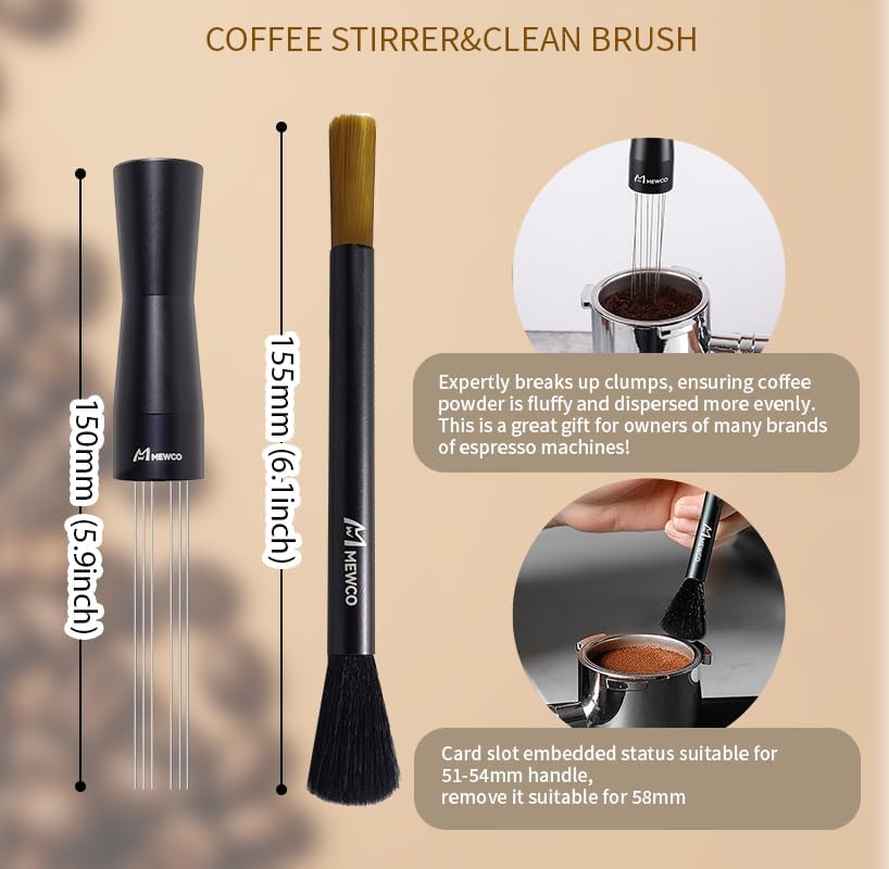 7 Pack Espresso Tamper Station&Coffee Distributor Tamper&Espresso WDT Stirrer&Coffee Tamping&Brush&Coffee Dosing Funnel&Espresso Puck Screen, Espresso Accessories for Bar Home Office (58 mm) - Image 7